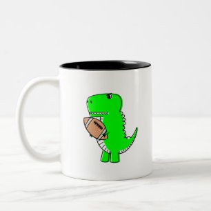 Caneca De Café Em Dois Tons Dinossauro Verde Adora Futebol