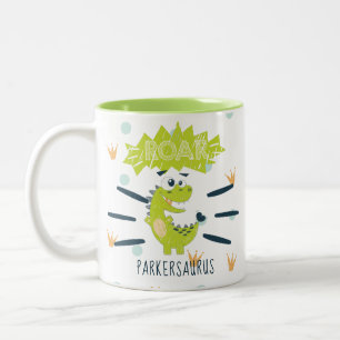 Caneca De Café Em Dois Tons Dinossauro Verde da Rota Personalizado