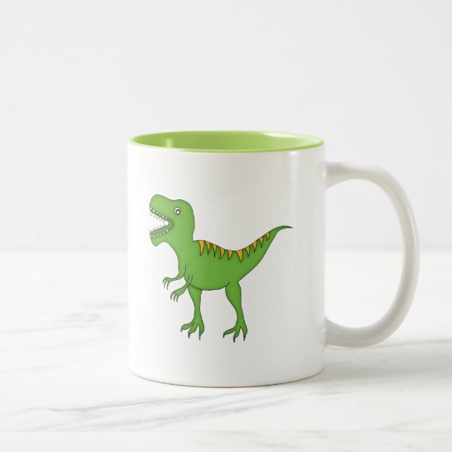Caneca De Café Em Dois Tons Dinossauro verde+Personalize o nome (Direita)