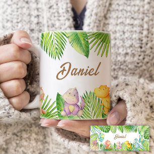 Caneca De Café Em Dois Tons Dinossauros Bebê