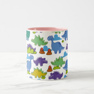 Caneca De Café Em Dois Tons Dinossauros de Desenho Animado Fofos