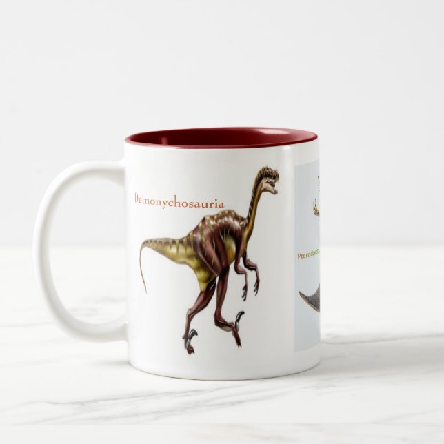 Caneca De Café Em Dois Tons Dinossauros em uma caneca (Esquerda)