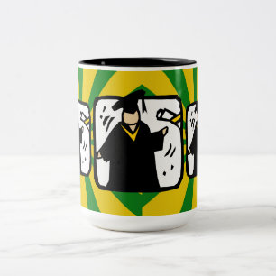 Caneca De Café Em Dois Tons Diploma de formando - Verde e Dourado