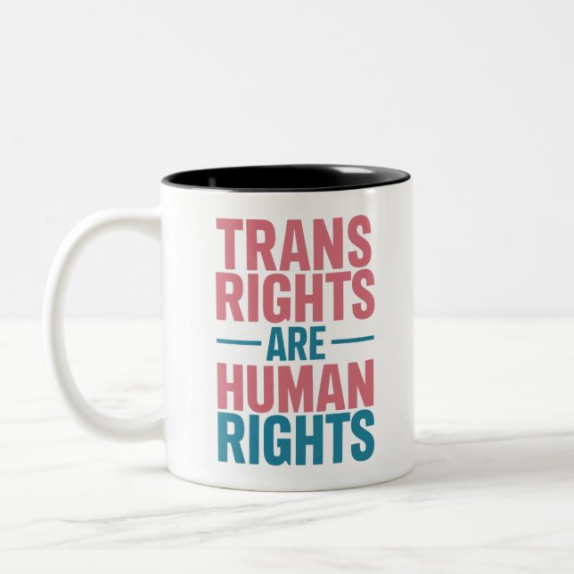 Caneca De Café Em Dois Tons Direitos Trans São Direitos Humanos Orgulho Transg (Esquerda)