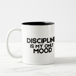 Caneca De Café Em Dois Tons Disciplina É Meu Único Humor Minimalista