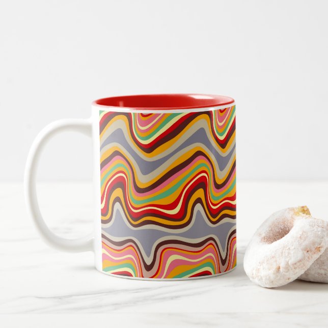 Caneca De Café Em Dois Tons discoteca de onda retrorreflectora (Com Donut)