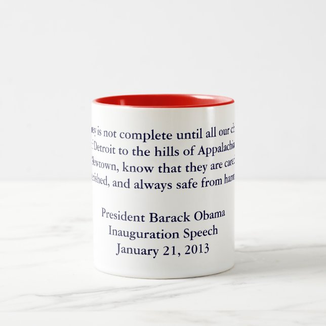 Caneca De Café Em Dois Tons Discurso de posse de Barack Obama 2013 (Centro)