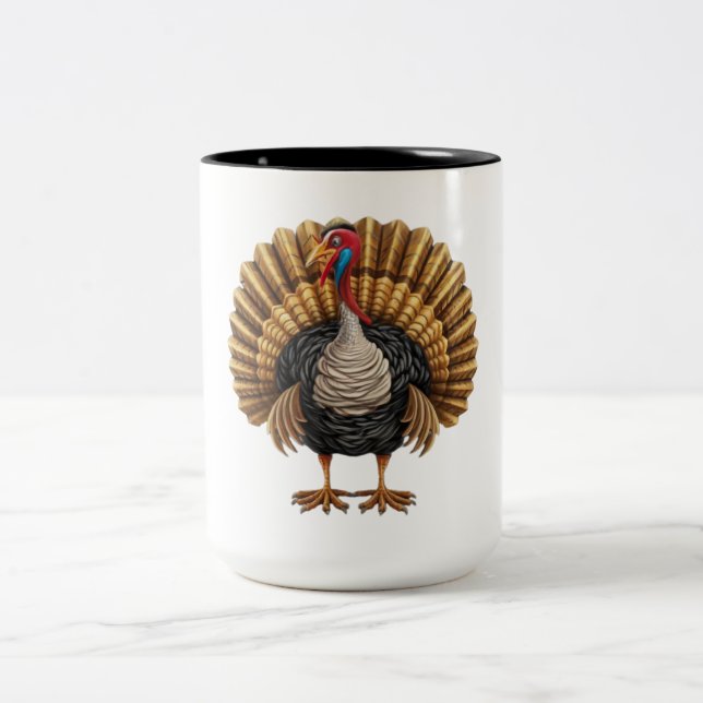 Caneca De Café Em Dois Tons disfarce de peru (Centro)