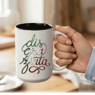 Caneca De Café Em Dois Tons Disgraziata Rótulo Italiano 3D