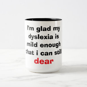 Caneca De Café Em Dois Tons Dislexia Leve Piada de Jogo de Palavras Design Grá