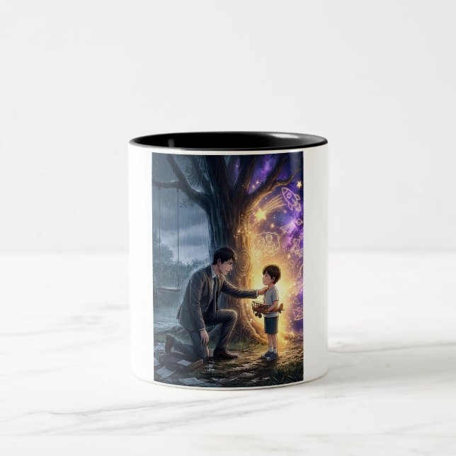 Caneca De Café Em Dois Tons Distant Echoes Inner Child Retro Sci-Fi Magic (Centro)