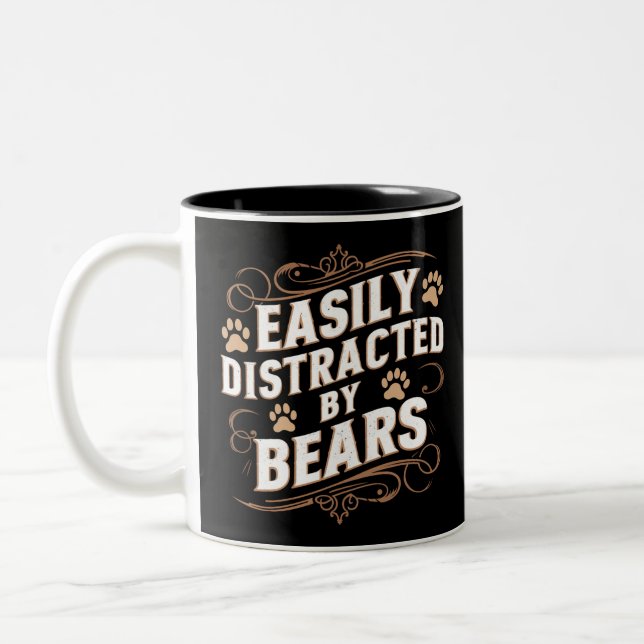 Caneca De Café Em Dois Tons Distraído Facilmente Por Bears Gay Bear Pride (Esquerda)