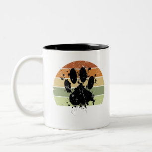 Caneca De Café Em Dois Tons Distressão de Pintura com Pilha de Cachorro Imprim