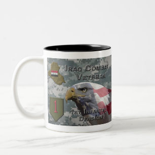 Caneca De Café Em Dois Tons Div. Iraque Combat Veterano