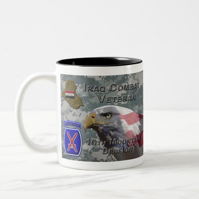 Caneca De Café Em Dois Tons Div. Iraque Combat Veterano (Esquerda)