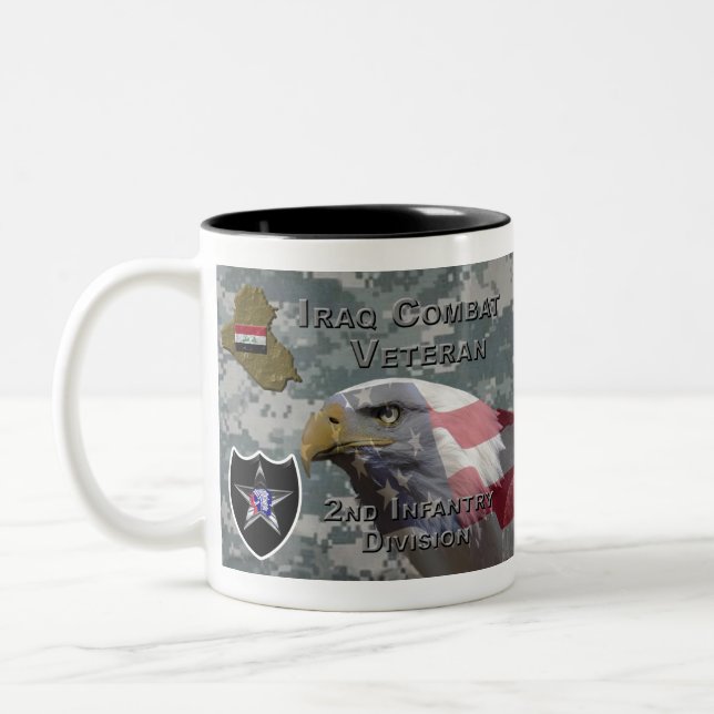 Caneca De Café Em Dois Tons Div segundo Iraque Combate Veterano (Esquerda)
