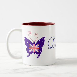 Caneca De Café Em Dois Tons Diva britânica da borboleta