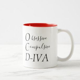Caneca De Café Em Dois Tons "DIVA Obsessivo Compulsivo"