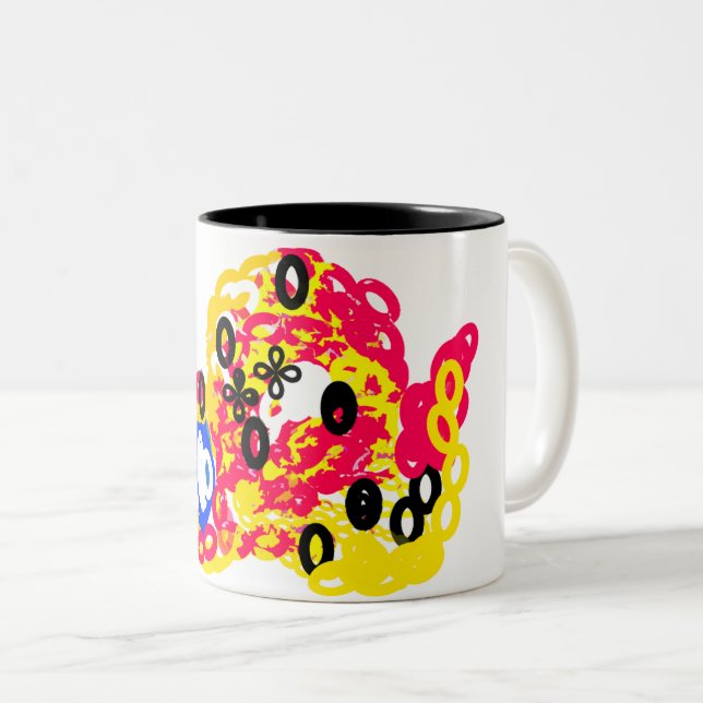 Caneca De Café Em Dois Tons Diversão de polvo de verão (Frente Esquerda)