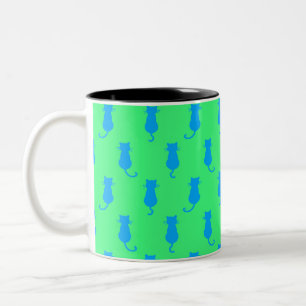 Caneca De Café Em Dois Tons Diversão Felina Para Sempre Gatos Azuis Caprichoso