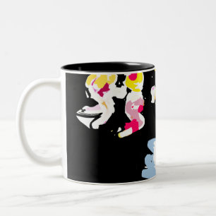 Caneca De Café Em Dois Tons Diversão no verão no mar 