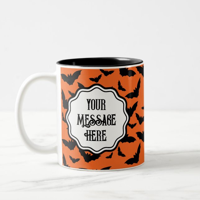 Caneca De Café Em Dois Tons Diversão personalizada do Dia das Bruxas Laranja B (Esquerda)