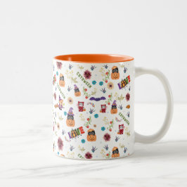 Caneca De Café Em Dois Tons Diversão Roxo Hopinteria, Pumpkin Laranja Bastante