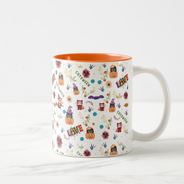 Caneca De Café Em Dois Tons Diversão Roxo Hopinteria, Pumpkin Laranja Bastante (Direita)
