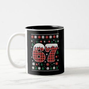 Caneca De Café Em Dois Tons Divertido 67 Seis Sete Meme Cringe Natal Xadrez Ve