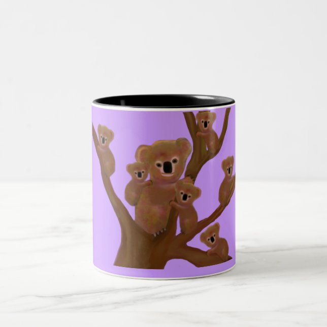Caneca De Café Em Dois Tons Divertimento da família do Koala (Centro)