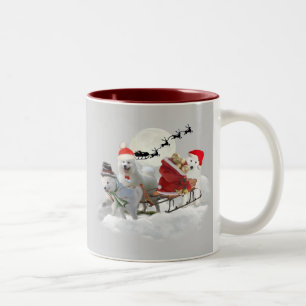 Caneca De Café Em Dois Tons Divertimento do Natal do Samoyed