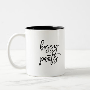 Caneca De Café Em Dois Tons Dizer Bossy engraçado das calças