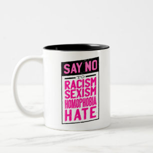Caneca De Café Em Dois Tons dizer não ao racismo angustiado