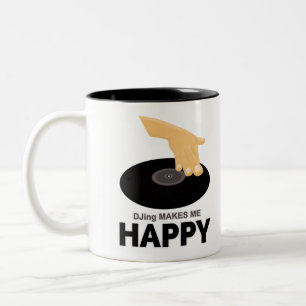 Caneca De Café Em Dois Tons DJing me faz feliz