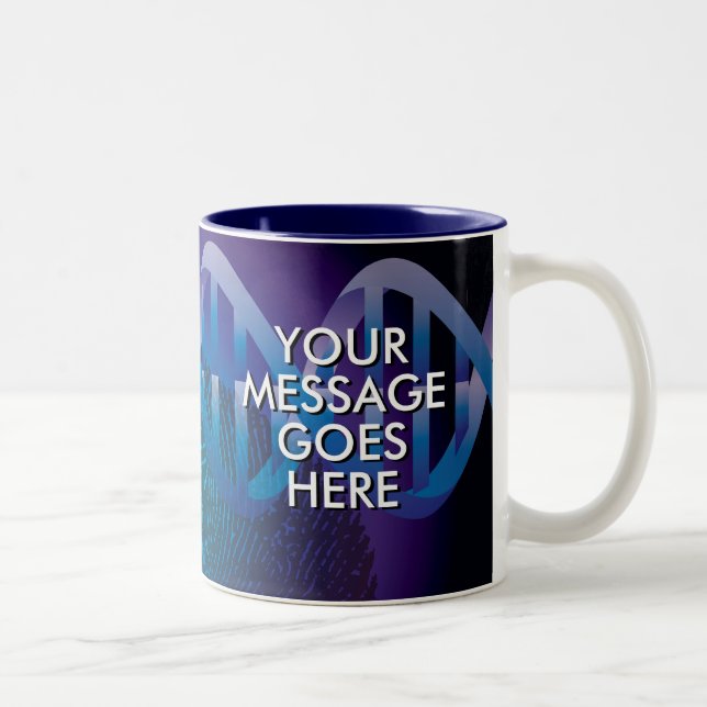 Caneca De Café Em Dois Tons DNA Personalizado Azul Ciência (Direita)