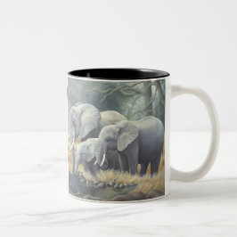 Caneca De Café Em Dois Tons Do "caneca da família elefante"