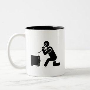 Caneca De Café Em Dois Tons Do "caneca de rachamento do pictograma cofre