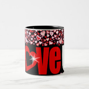Caneca De Café Em Dois Tons Do "caneca preta cor-de-rosa vermelha dos coraçõ