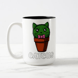 Caneca De Café Em Dois Tons Do gato engraçado do cacto de Catcus gatinho