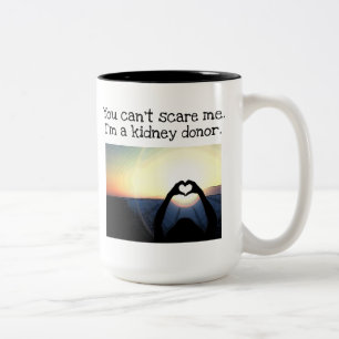 Caneca De Café Em Dois Tons Doador de Rins, você não pode me assustar, branc