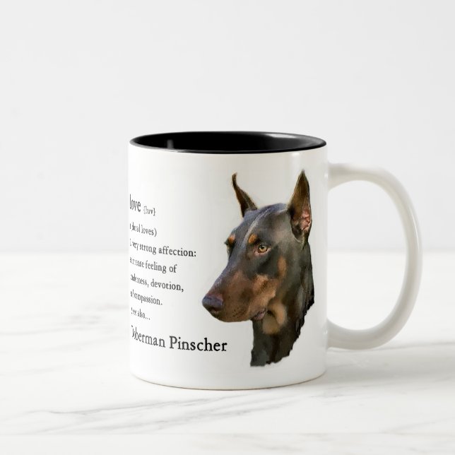 Caneca De Café Em Dois Tons Doberman Pinscher Gifts (Direita)