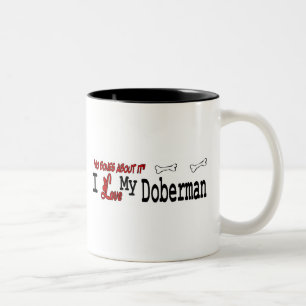Caneca De Café Em Dois Tons Doberman Pinscher (I Love)