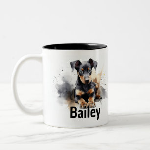 Caneca De Café Em Dois Tons Doberman Pinscher Watercolor Mug