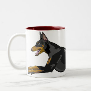 Caneca De Café Em Dois Tons Doberman Running, preto