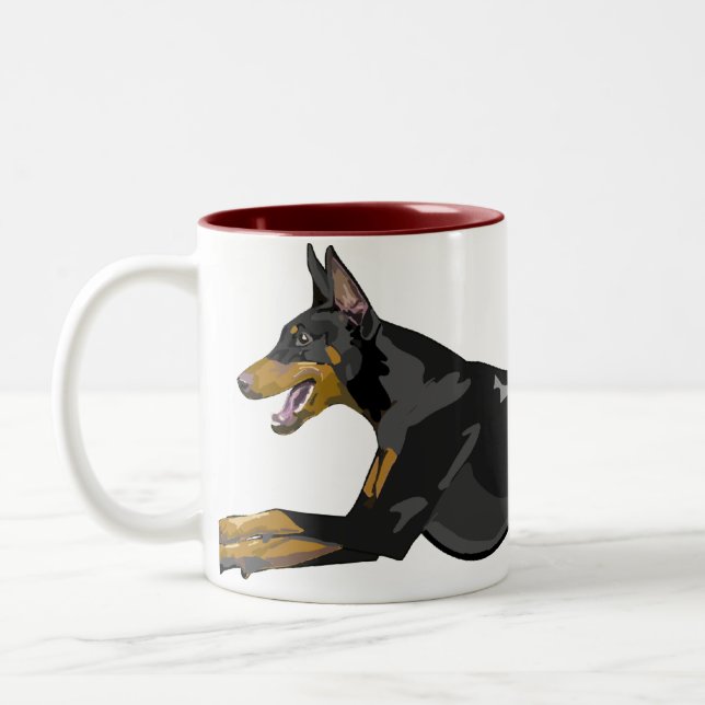 Caneca De Café Em Dois Tons Doberman Running, preto (Esquerda)