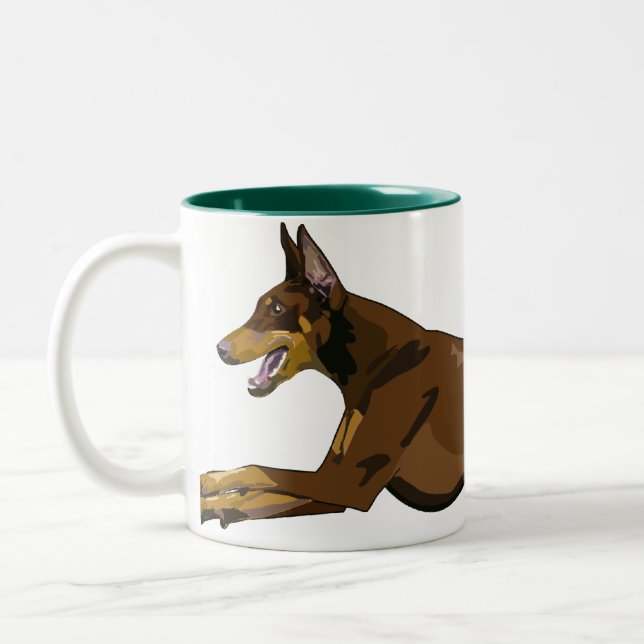 Caneca De Café Em Dois Tons Doberman Running, vermelho (Esquerda)