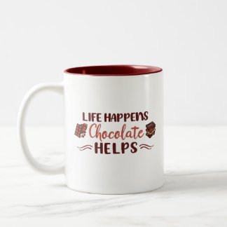 Caneca De Café Em Dois Tons Doce alivio A vida acontece chocolate ajuda chocol