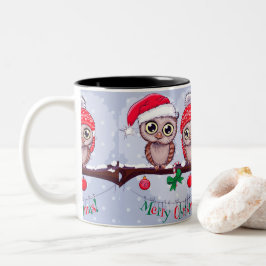Caneca De Café Em Dois Tons Doce Coruja no Natal