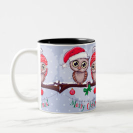 Caneca De Café Em Dois Tons Doce Coruja no Natal