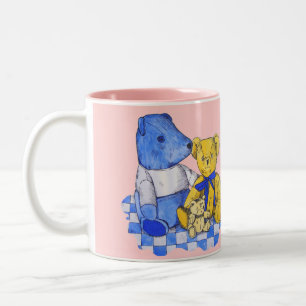 Caneca De Café Em Dois Tons doce imagem de três crianças ursinhos bonitinhas